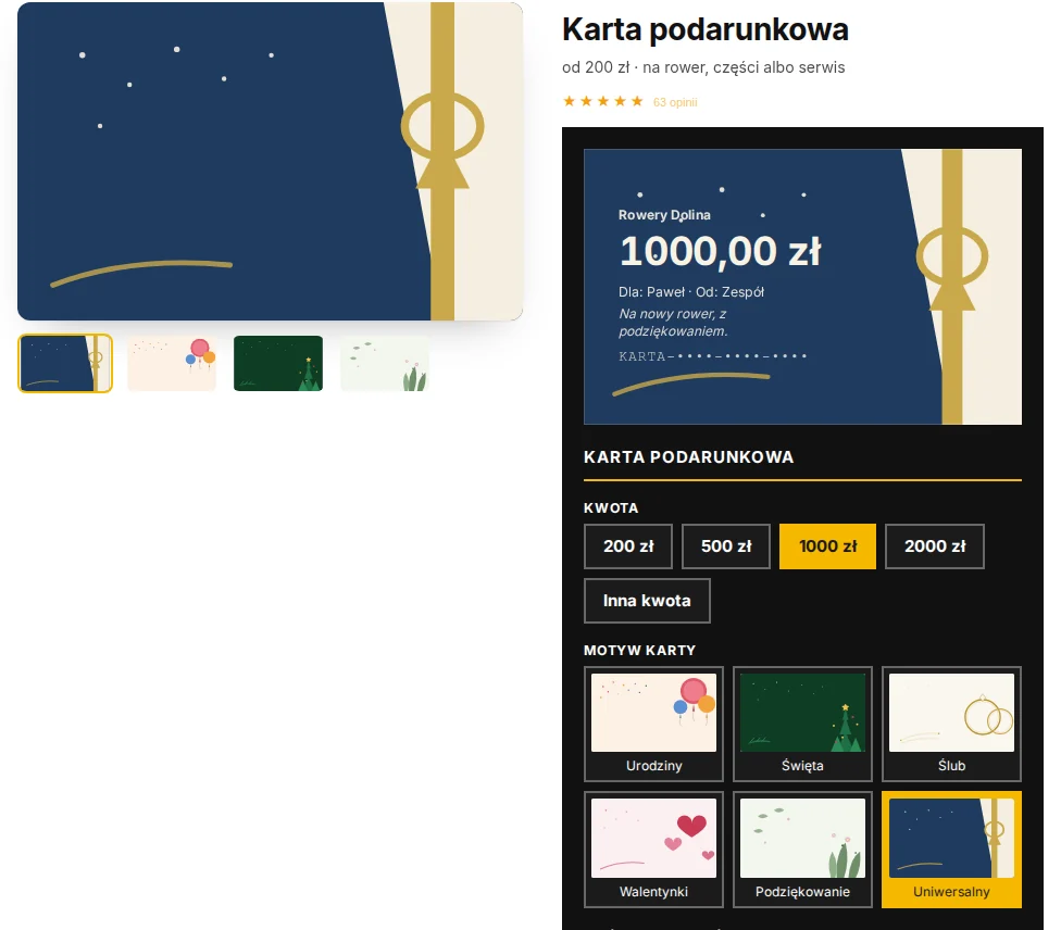 Sklep rowerowy: Duże karty na rower i serwis